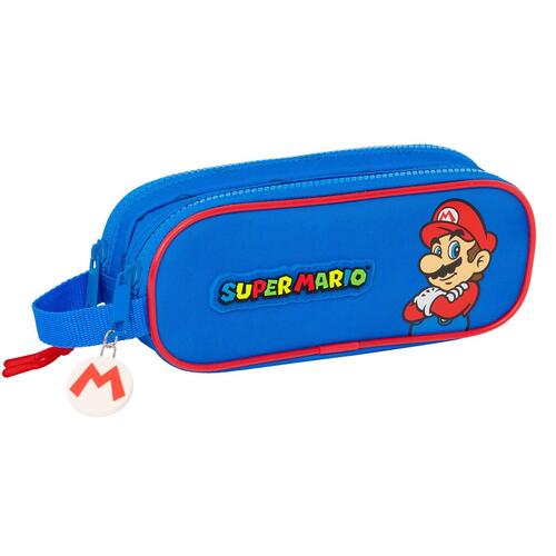 Dobbelt carry-all Super Mario Play Blå Rød 21 x 8 x 6 cm
