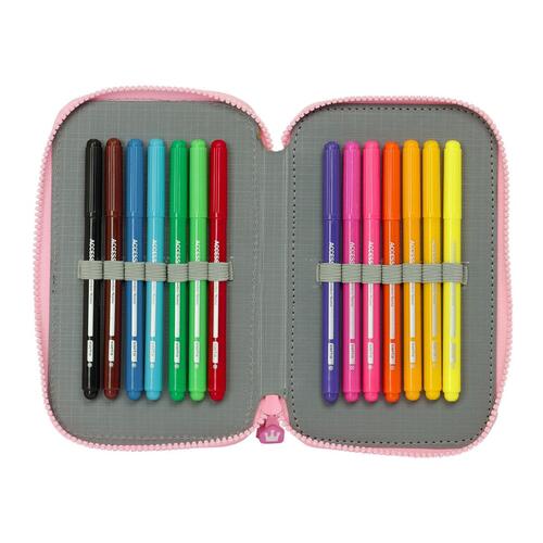 Dobbelt penalhus Glow Lab Sweet home Pink 12.5 x 19.5 x 4 cm (28 Dele)