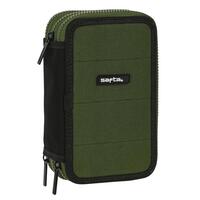 Tredobbelt Penalhus Safta Dark forest Sort Grøn 12.5 x 19.5 x 5.5 cm (36 Dele)