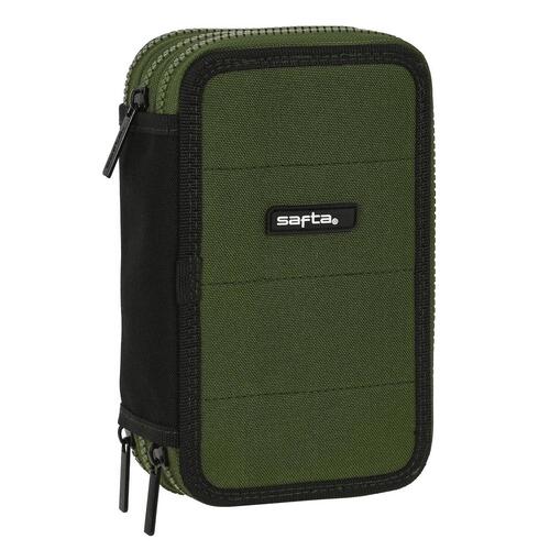 Tredobbelt Penalhus Safta Dark forest Sort Grøn 12.5 x 19.5 x 5.5 cm (36 Dele)