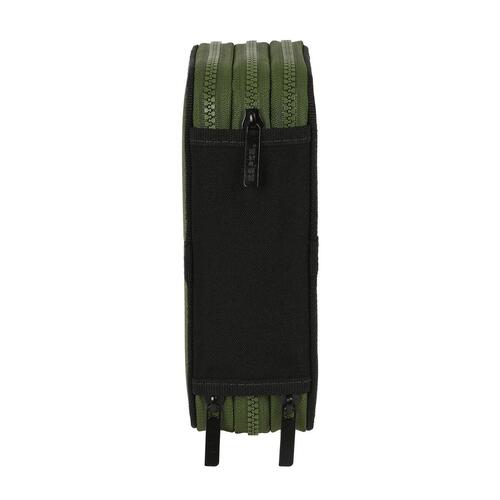 Tredobbelt Penalhus Safta Dark forest Sort Grøn 12.5 x 19.5 x 5.5 cm (36 Dele)
