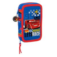 Dobbelt penalhus Cars Race ready Blå 12.5 x 19.5 x 4 cm (28 Dele)