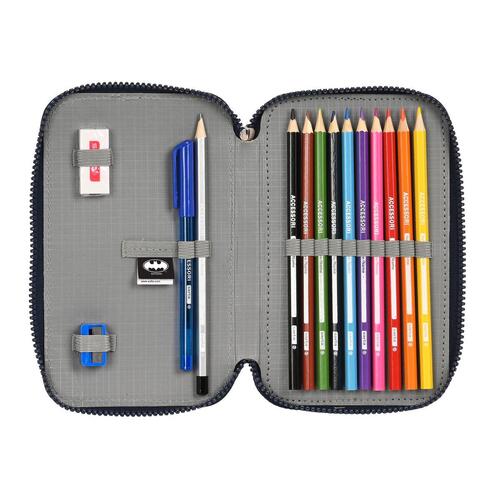 Dobbelt penalhus Batman Legendary Marineblå 12.5 x 19.5 x 4 cm (28 Dele)
