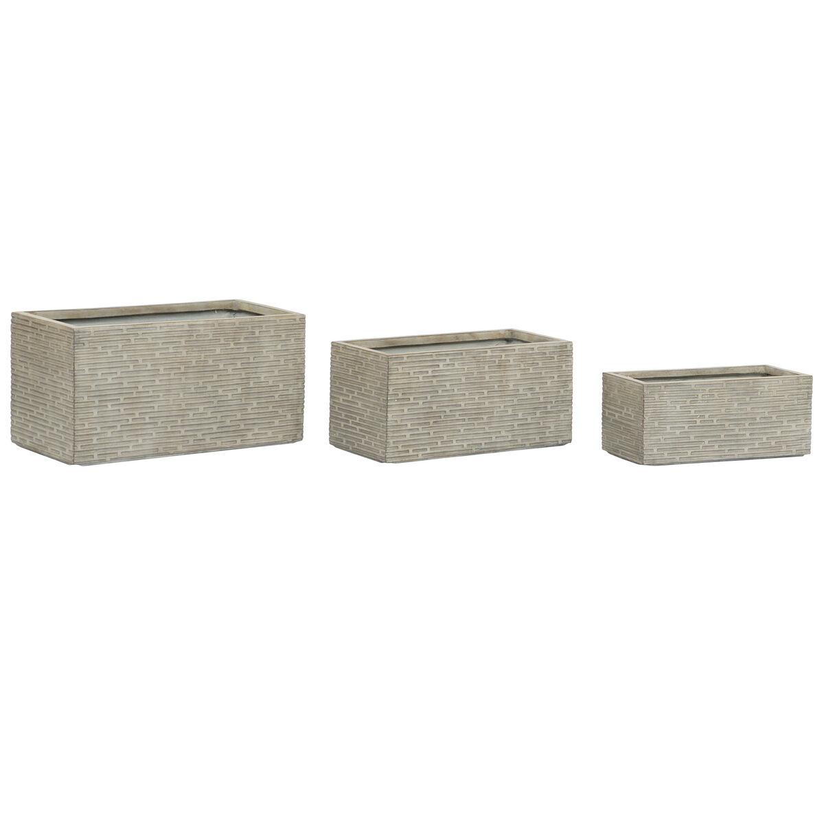 Plantekasse Home ESPRIT Beige Glasfiber Magnesium 74,5 x 37,5 x 37,5 cm