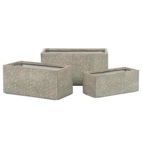 Plantekasse Home ESPRIT Beige Glasfiber Magnesium 74,5 x 37,5 x 37,5 cm