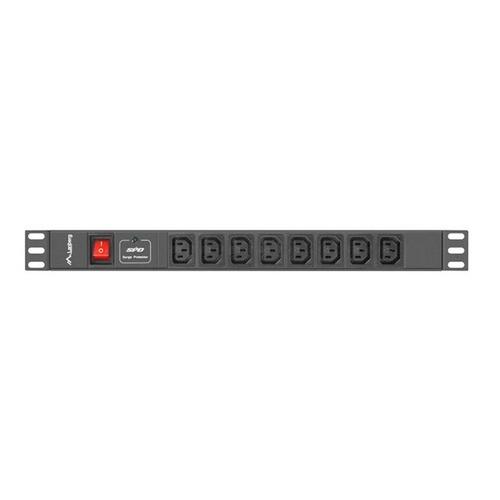 Schuko 19 "8 Way multistikdåse med tænd/slukkontakt Lanberg PDU-08I-0200-C20-BK (2 m)