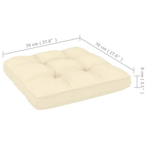 Midterdele til havesofa 2 stk. med creme hynde massivt fyrretræ