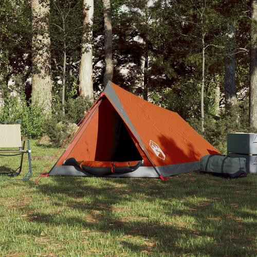 2-personers campingtelt vandafvisende grå og orange