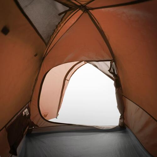 4-personers campingtelt vandafvisende grå og orange