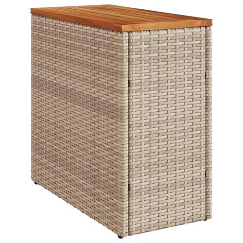 Havebord med trætop 58x27,5x55 cm polyrattan beige