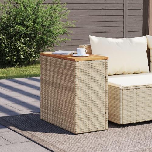 Havebord med trætop 58x27,5x55 cm polyrattan beige