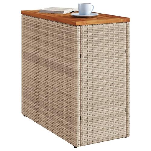 Havebord med trætop 58x27,5x55 cm polyrattan beige