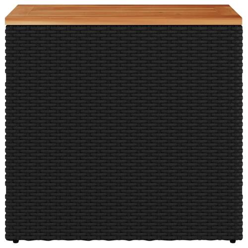Havebord med trætop 58x27,5x55 cm polyrattan sort