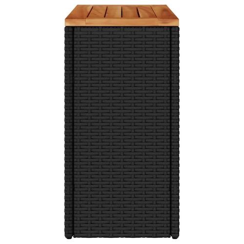 Havebord med trætop 58x27,5x55 cm polyrattan sort