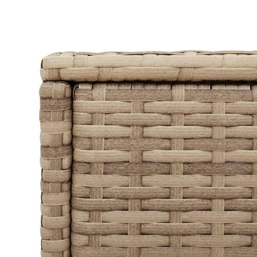 Havebord med glastop 58x27,5x55 cm polyrattan beige
