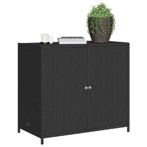 Opbevaringsskab til haven 83x45x76 cm polyrattan sort