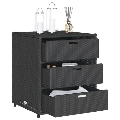 Opbevaringsskab til haven 55x59x69 cm polyrattan sort