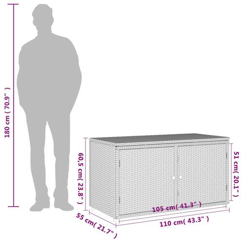 Opbevaringsskab til haven 110x55x60,5 cm polyrattan grå