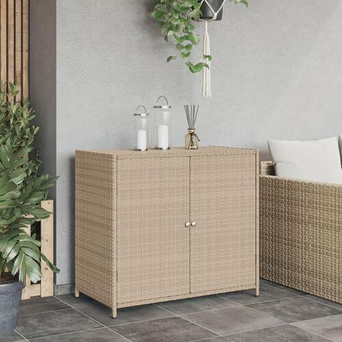 Opbevaringsskab til haven 83x45x76 cm polyrattan beige