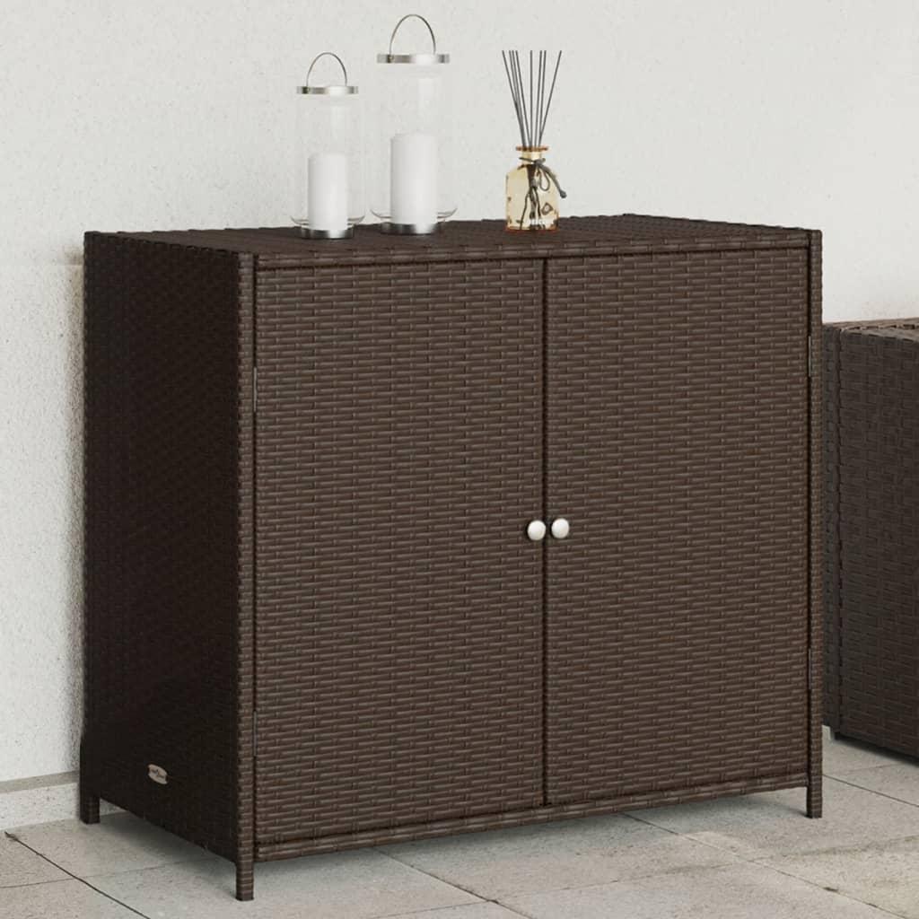 Opbevaringsskab til haven 83x45x76 cm polyrattan brun