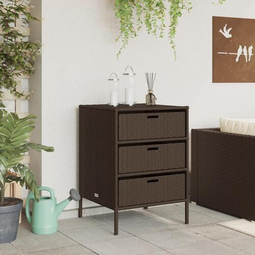 Opbevaringsskab til haven 55x59x80 cm polyrattan brun