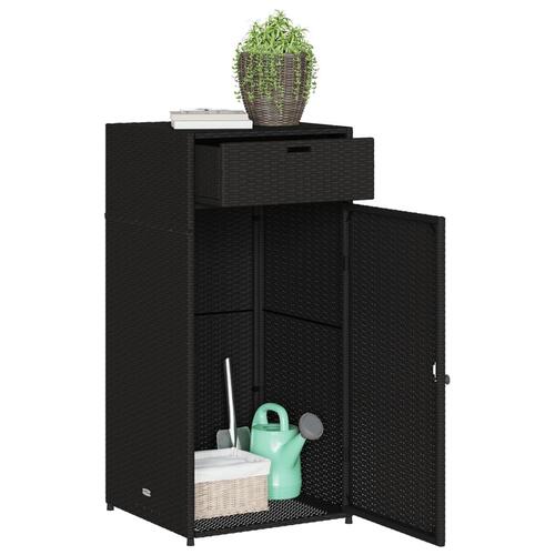 Opbevaringsskab til haven 55x55x111 cm polyrattan sort