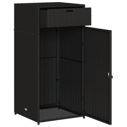 Opbevaringsskab til haven 55x55x111 cm polyrattan sort