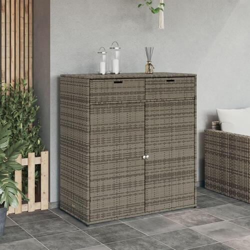 Opbevaringsskab til haven 105x55x113 cm polyrattan grå