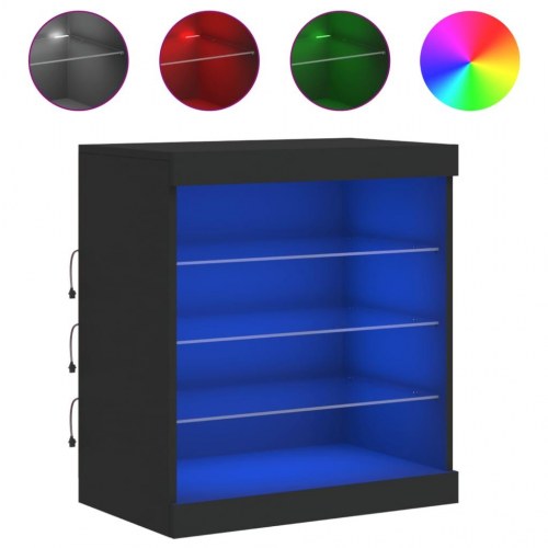 Skænk med LED-lys 60,5x37x67 cm sort