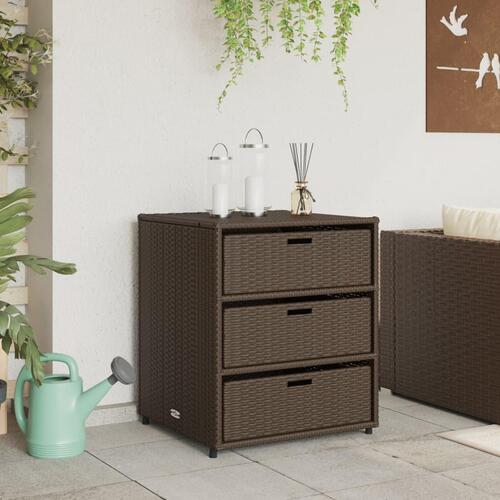 Opbevaringsskab til haven 55x59x69 cm polyrattan brun