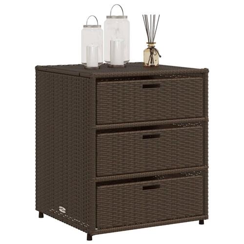 Opbevaringsskab til haven 55x59x69 cm polyrattan brun