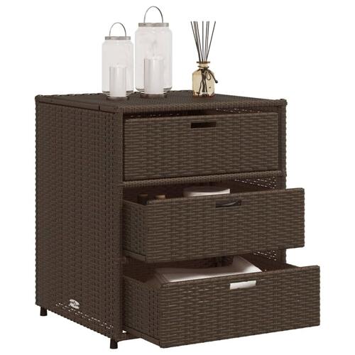 Opbevaringsskab til haven 55x59x69 cm polyrattan brun