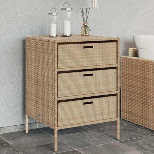 Opbevaringsskab til haven 55x59x80 cm polyrattan beige