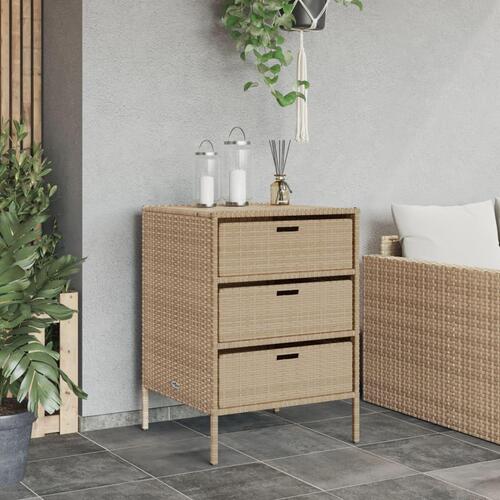 Opbevaringsskab til haven 55x59x80 cm polyrattan beige