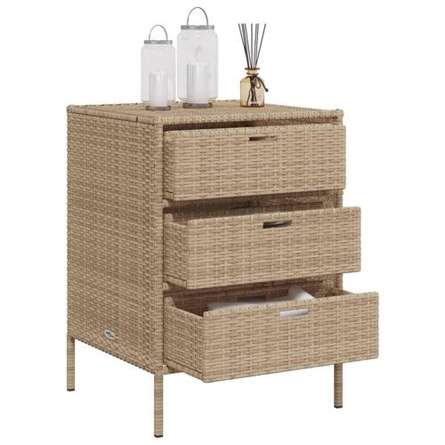 Opbevaringsskab til haven 55x59x80 cm polyrattan beige