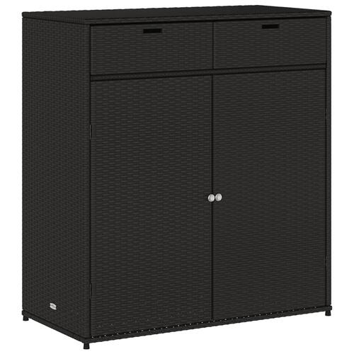 Opbevaringsskab til haven 105x55x113 cm polyrattan sort