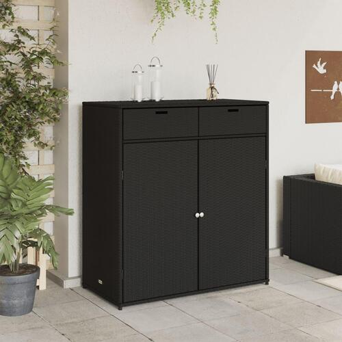 Opbevaringsskab til haven 105x55x113 cm polyrattan sort