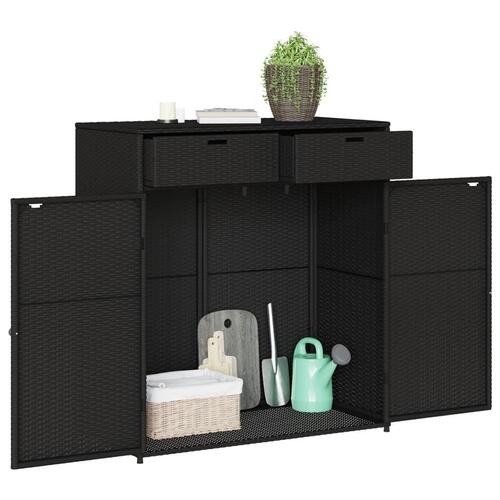 Opbevaringsskab til haven 105x55x113 cm polyrattan sort
