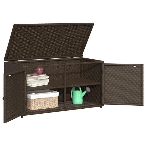 Opbevaringsskab til haven 110x55x60,5 cm polyrattan brun