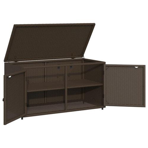 Opbevaringsskab til haven 110x55x60,5 cm polyrattan brun