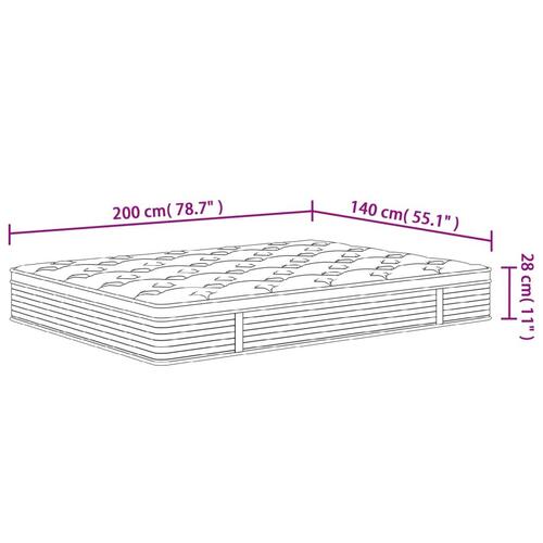 Springmadras m. pocket-fjedre medium plus 140x200 cm