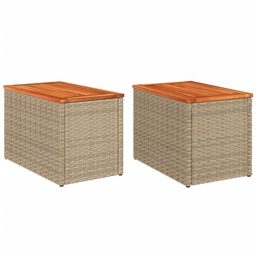 Haveborde 2 stk. 55x34x37 cm polyrattan og massivt træ beige
