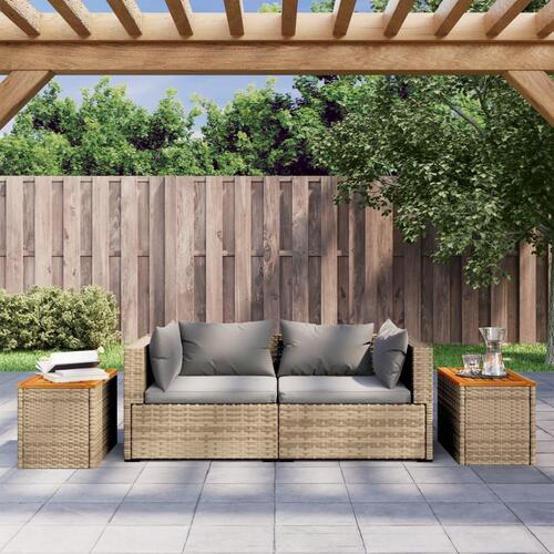 Haveborde 2 stk. 55x34x37 cm polyrattan og massivt træ beige