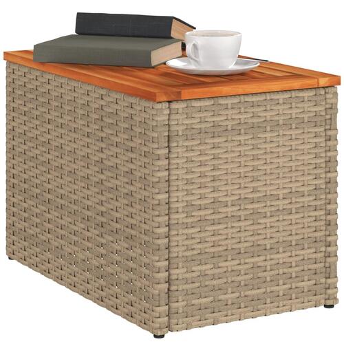 Haveborde 2 stk. 55x34x37 cm polyrattan og massivt træ beige