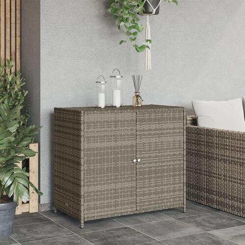 Opbevaringsskab til haven 83x45x76 cm polyrattan grå