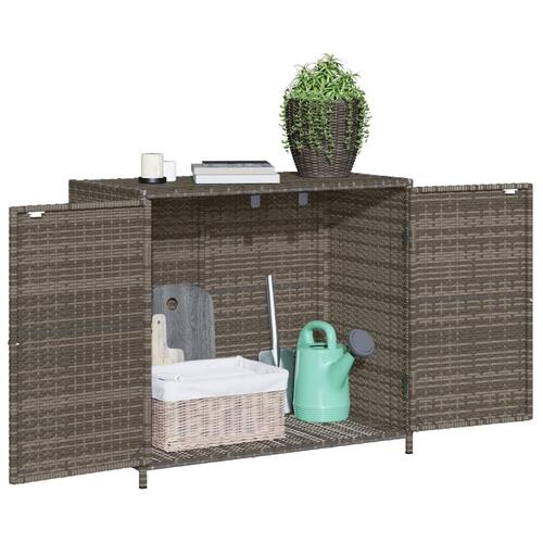 Opbevaringsskab til haven 83x45x76 cm polyrattan grå