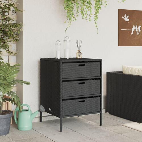 Opbevaringsskab til haven 55x59x80 cm polyrattan sort