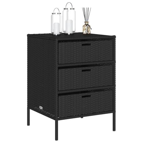 Opbevaringsskab til haven 55x59x80 cm polyrattan sort