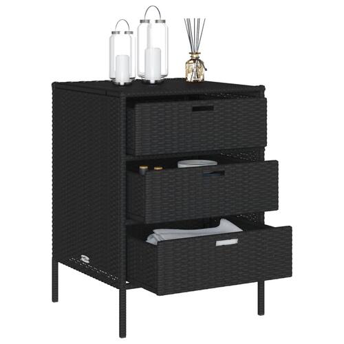 Opbevaringsskab til haven 55x59x80 cm polyrattan sort