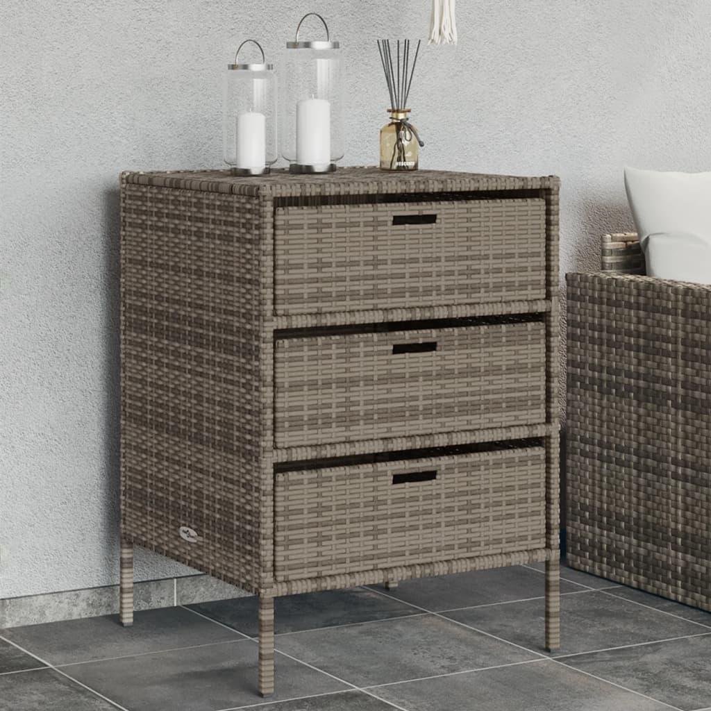 Opbevaringsskab til haven 55x59x80 cm polyrattan grå